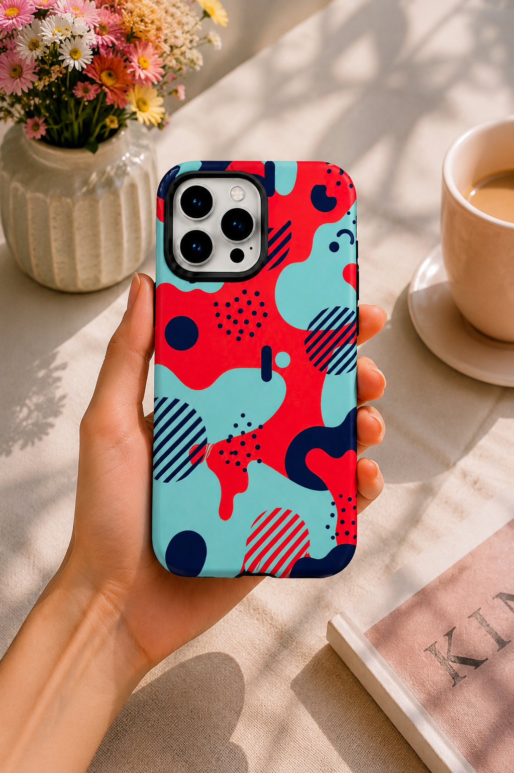 Abstract Pop Telefon Kılıfı 🔴🩵