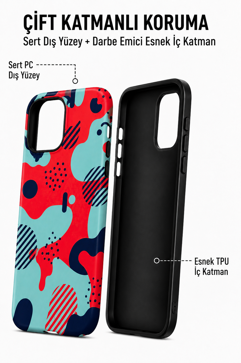 Abstract Pop Telefon Kılıfı 🔴🩵