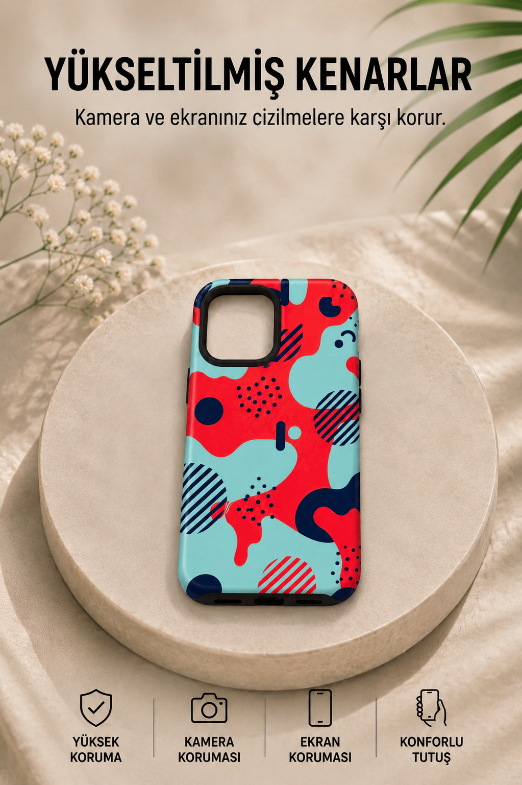 Abstract Pop Telefon Kılıfı 🔴🩵